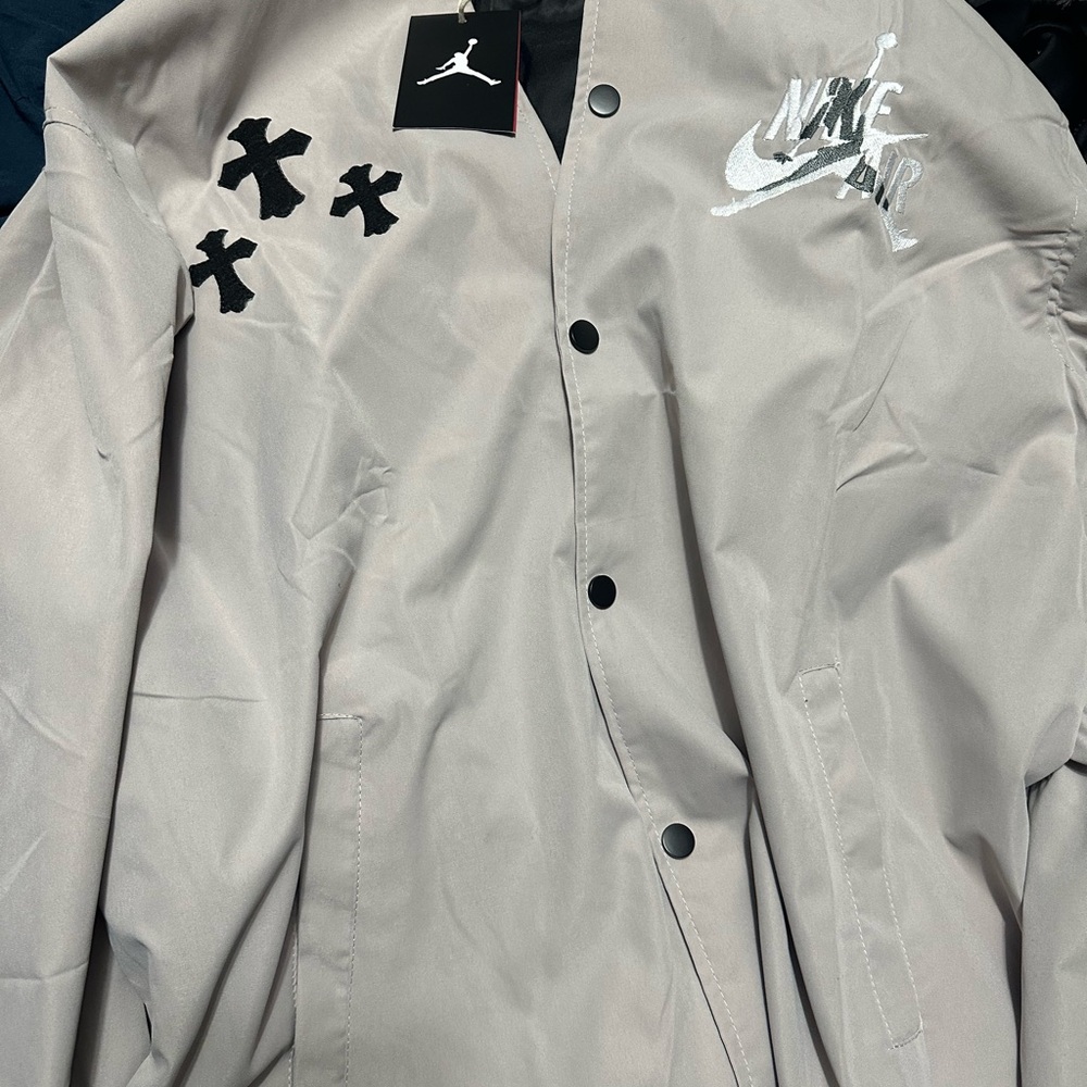 Nike Air Jordan x Chrome Hearts x Harsh and Cruel Men's Gray Bomber Jacket